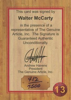1997 Genuine Article - Autographs #13 Walter McCarty Back