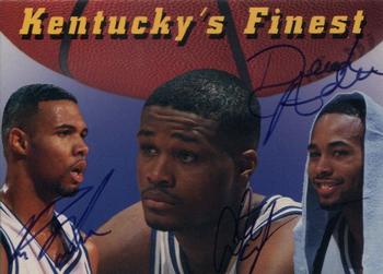 1997 Genuine Article - Double Cards Autographs #D1S Antoine Walker / Ron Mercer / Derek Anderson Front