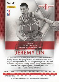 2013-14 Panini Titanium #41 Jeremy Lin Back