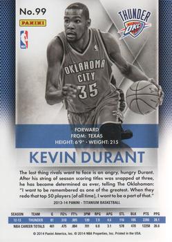 2013-14 Panini Titanium #99 Kevin Durant Back