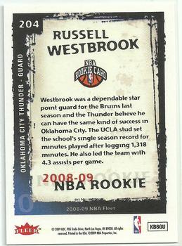 2008-09 Fleer #204 Russell Westbrook Back