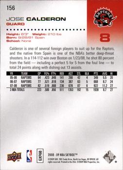 2008-09 SkyBox #156 Jose Calderon Back