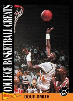 1992 Kellogg's Raisin Bran College Basketball Greats #9 Doug Smith Front