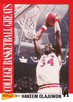 1992 Kellogg's Raisin Bran College Basketball Greats #11 Hakeem Olajuwon Front