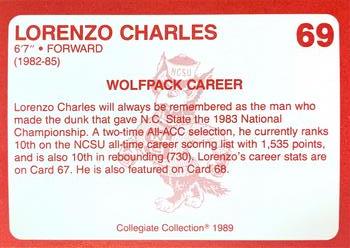 1989 Collegiate Collection North Carolina State's Finest #69b Lorenzo Charles Back