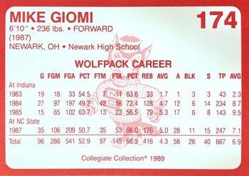 1989 Collegiate Collection North Carolina State's Finest #174b Mike Giomi Back