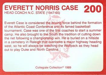 1989 Collegiate Collection North Carolina State's Finest #200b Everett Case Back