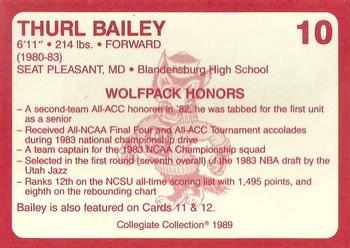1989 Collegiate Collection North Carolina State's Finest #10 Thurl Bailey Back