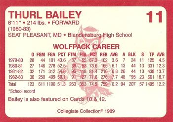 1989 Collegiate Collection North Carolina State's Finest #11 Thurl Bailey Back