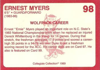 1989 Collegiate Collection North Carolina State's Finest #98 Ernest Myers Back