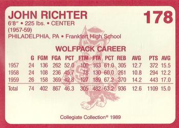 1989 Collegiate Collection North Carolina State's Finest #178 John Richter Back