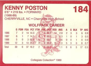 1989 Collegiate Collection North Carolina State's Finest #184 Kenny Poston Back