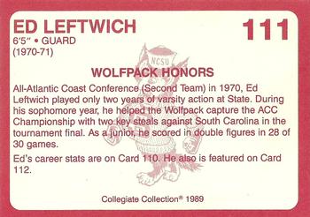 1989 Collegiate Collection North Carolina State's Finest #111b Ed Leftwich Back
