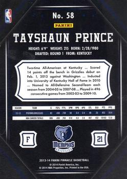 2013-14 Pinnacle - Artist Proof #58 Tayshaun Prince Back