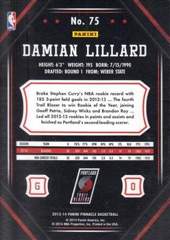 2013-14 Pinnacle - Artist Proof #75 Damian Lillard Back