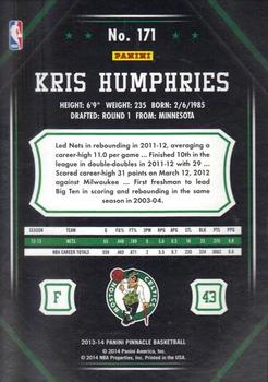 2013-14 Pinnacle - Artist Proof #171 Kris Humphries Back