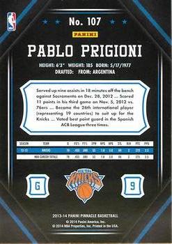 2013-14 Pinnacle - Artist Proof Blue #107 Pablo Prigioni Back