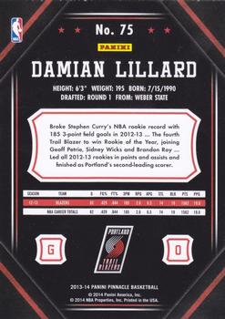 2013-14 Pinnacle - Artist Proof Red #75 Damian Lillard Back