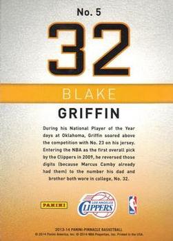 2013-14 Pinnacle - Behind the Numbers Artist's Proofs #5 Blake Griffin Back