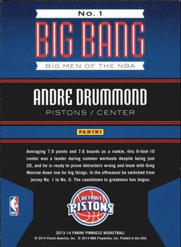2013-14 Pinnacle - Big Bang #1 Andre Drummond Back