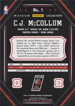 2013-14 Pinnacle - Museum Collection #1 C.J. McCollum Back