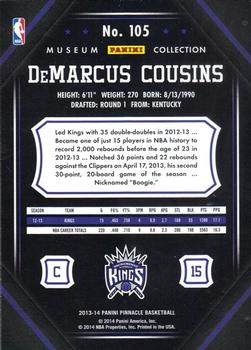 2013-14 Pinnacle - Museum Collection #105 DeMarcus Cousins Back