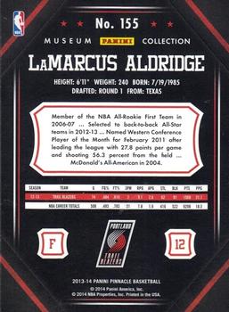 2013-14 Pinnacle - Museum Collection #155 LaMarcus Aldridge Back