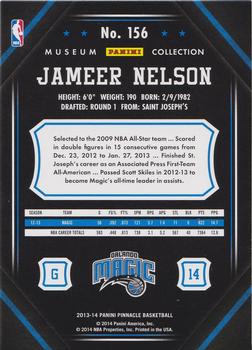 2013-14 Pinnacle - Museum Collection #156 Jameer Nelson Back