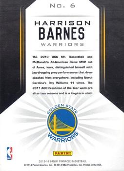 2013-14 Pinnacle - The Naturals Artist's Proofs #6 Harrison Barnes Back