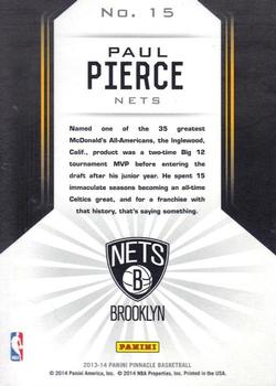 2013-14 Pinnacle - The Naturals Artist's Proofs #15 Paul Pierce Back