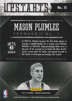 2013-14 Pinnacle - Upstarts Jerseys #15 Mason Plumlee Back