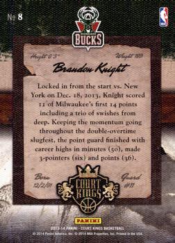 2013-14 Panini Court Kings #8 Brandon Knight Back