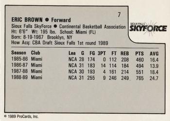 1989-90 ProCards CBA #7 Eric Brown Back