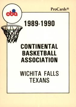 1989-90 ProCards CBA #14 Wichita Falls Texans Checklist Front
