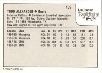 1989-90 ProCards CBA #159 Todd Alexander Back
