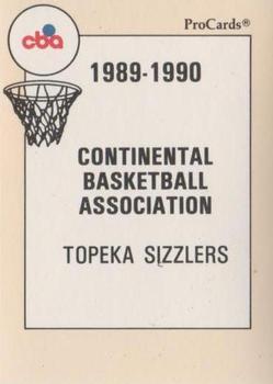 1989-90 ProCards CBA #166 Topeka Sizzlers Checklist Front