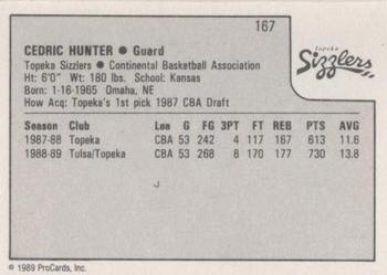 1989-90 ProCards CBA #167 Cedric Hunter Back