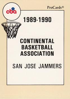 1989-90 ProCards CBA #193 San Jose Jammers Checklist Front