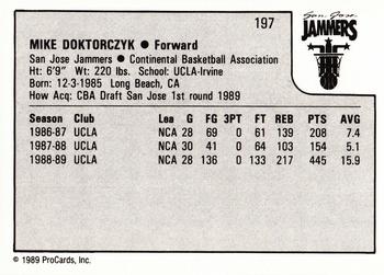 1989-90 ProCards CBA #197 Mike Doktorczyk Back