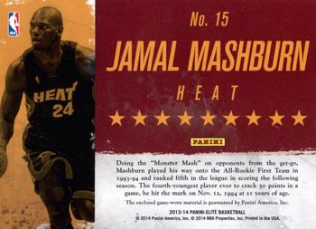 2013-14 Panini Elite - Throwback Threads #15 Jamal Mashburn Back