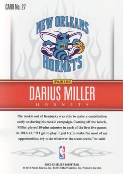 2012-13 Panini Select - Hot Rookies #27 Darius Miller Back