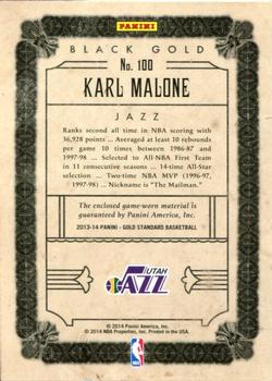 2013-14 Panini Gold Standard - Black Gold Threads #100 Karl Malone Back