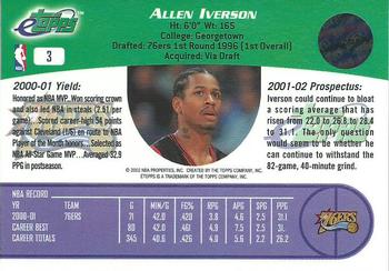 2001-02 Topps eTopps #3 Allen Iverson Back