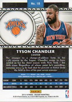 2013-14 Panini Crusade #18 Tyson Chandler Back