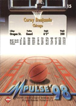 1998 Collector's Edge Impulse #15 Corey Benjamin Back