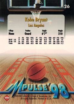 1998 Collector's Edge Impulse #26 Kobe Bryant Back