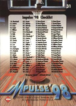 1998 Collector's Edge Impulse #31 Michael Olowokandi Back