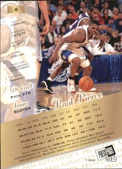 1998 Press Pass Authentics #8 Paul Pierce Back