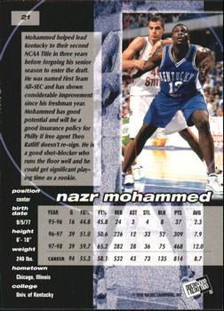 1998 Press Pass Double Threat #21 Nazr Mohammed Back