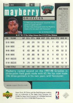 1998-99 UD Choice #147 Lee Mayberry Back